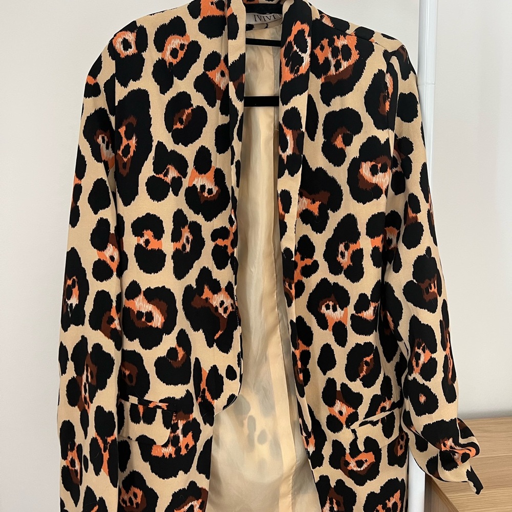 Vici Cheetah Leopard Print Blazer Shoulder Pads Small